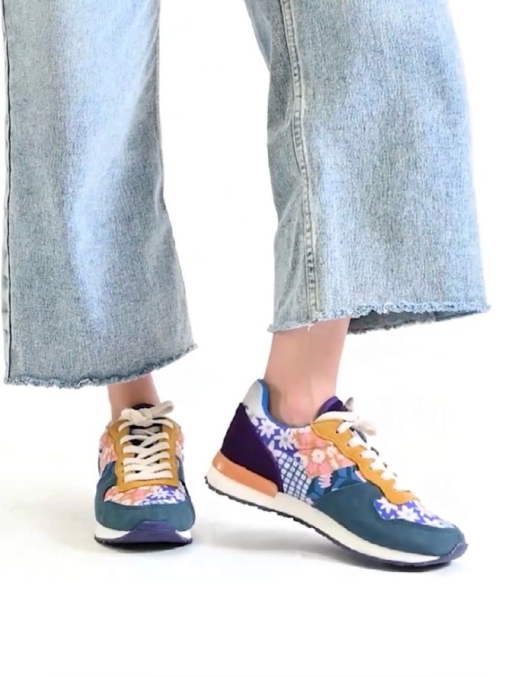 INKKAS Hendrix Jogger Sneakers Multicolor Patchwork Floral Boho Women’s Size 7